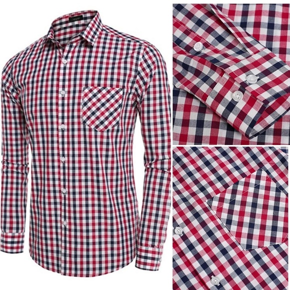 Coofandy Check Pattern Button Down Shirt - Picture 3 of 7